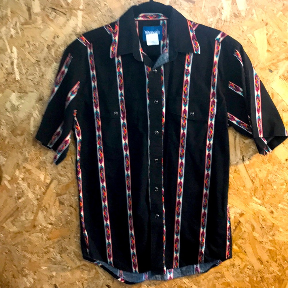 Vintage Wrangler short sleeve pearl snap shirt Med